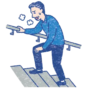 階段で息切れしているイラスト