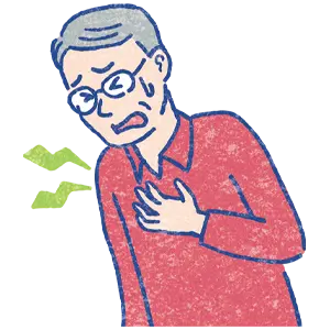 胸の痛みをこらえているイラスト